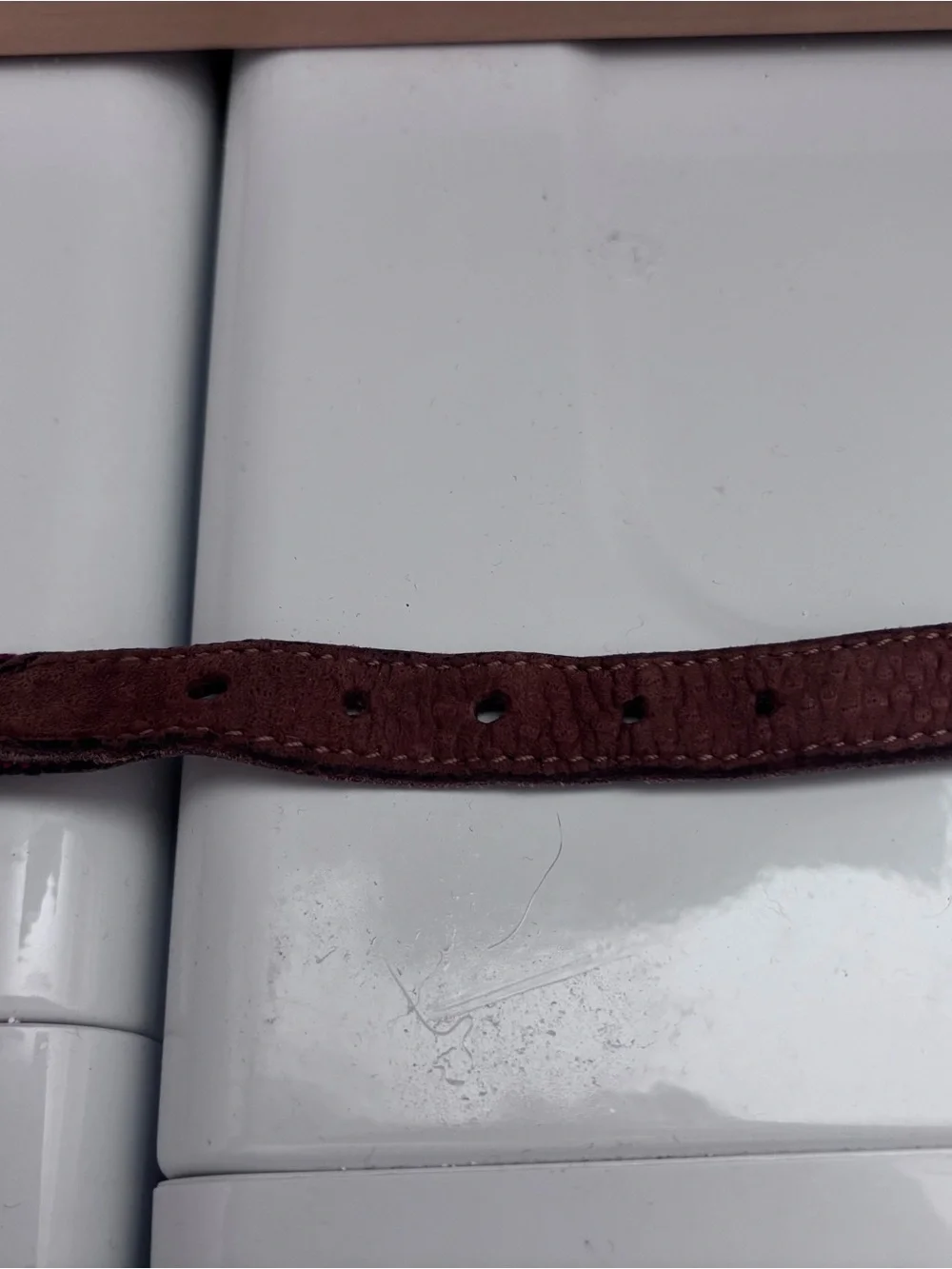 Argentine Arandu Woven Geometric Pattern Brown Leather Trim Belt size 70 cm